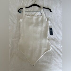NWT Amercrombie & Finch Crossback Cream/Eggshell White  Knit Bodysuit Sz Large